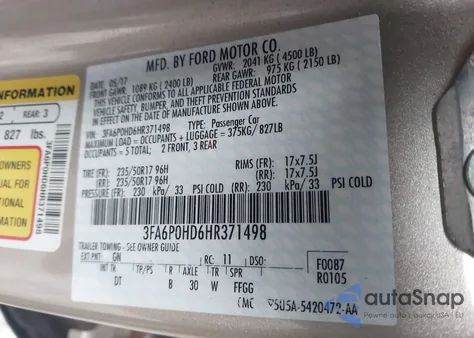 2017 Ford Fusion Se from USA, damaged, VIN 3FA6P0HD6HR371498